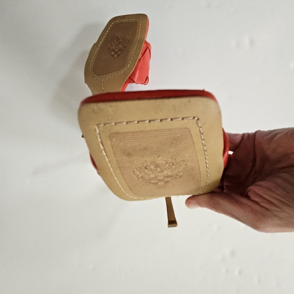 Vince Camuto size 8 red leather brelanie braided strap slide sandals hee… - Picture 6 of 10